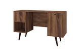 Manhattan Comfort Edgar Mid-Century Modern Office Desk Dark Brown 133AMC163