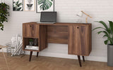 Manhattan Comfort Edgar Mid-Century Modern Office Desk Dark Brown 133AMC163