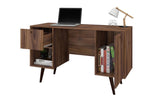 Manhattan Comfort Edgar Mid-Century Modern Office Desk Dark Brown 133AMC163