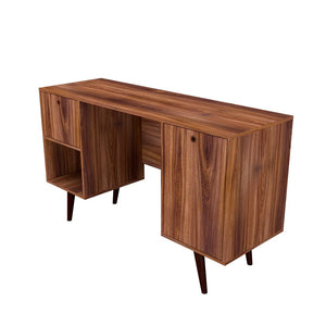 Manhattan Comfort Edgar Mid-Century Modern Office Desk Dark Brown 133AMC163