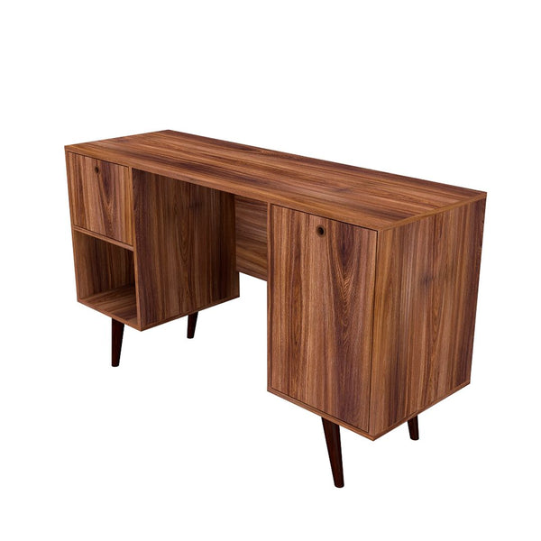 Manhattan Comfort Edgar Mid-Century Modern Office Desk Dark Brown 133AMC163