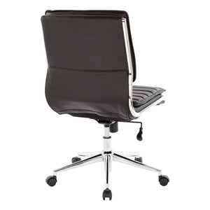 OSP Home Furnishings Armless Mid-back Faux Leather Office Chair with Lumbar Support and Chrome Base Black SPX23592C-U6