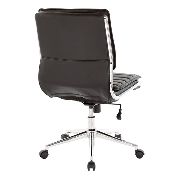 OSP Home Furnishings Armless Mid-back Faux Leather Office Chair with Lumbar Support and Chrome Base Black SPX23592C-U6