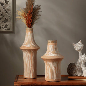 English Elm Handcrafted Eco-Mix Tall Terracotta Flower Vase – Sustainable, Stylish Accent For Any Décor Space B346P336935