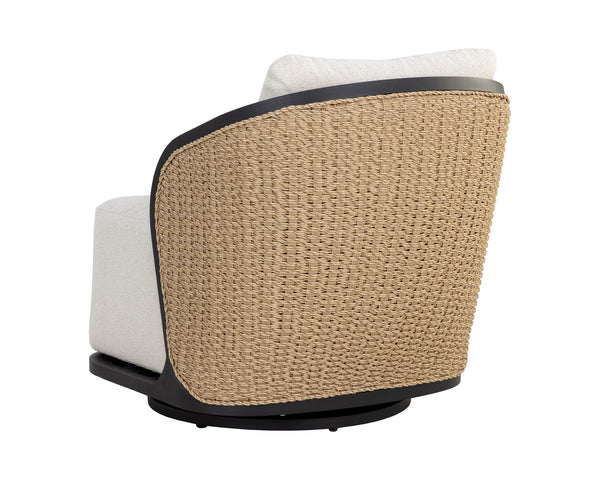 Sunpan Bora Swivel Lounge Chair - Elegant Outdoor Seating with Moisture-Repellent Cream Boucle Fabric