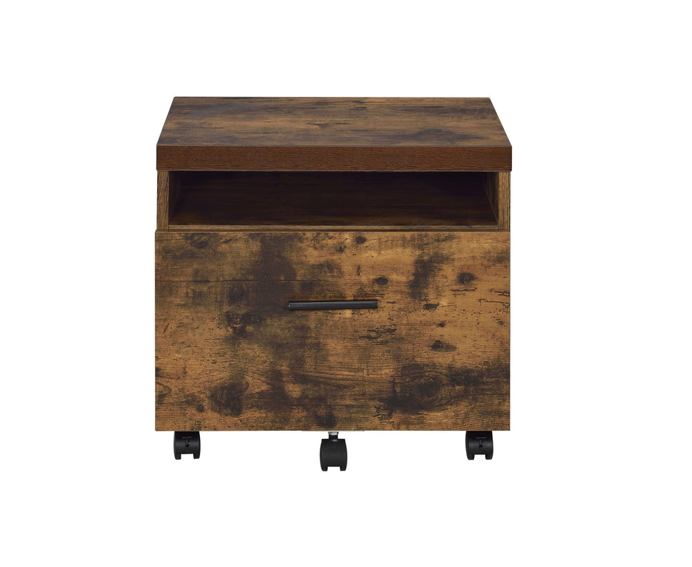 English Elm Industrial Weathered Oak File Cabinet with Drawer & Shelf on Casters, Metal Frame, Compact 19"Wx16"D B2741P334827