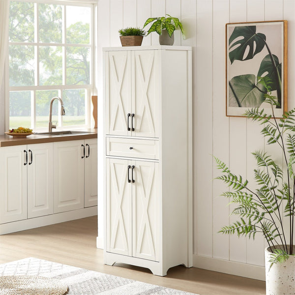 English Elm 66" Modular Wall Unit with Tempered Glass Shelving and Warm Wood Veneer Finish White W1162P313310