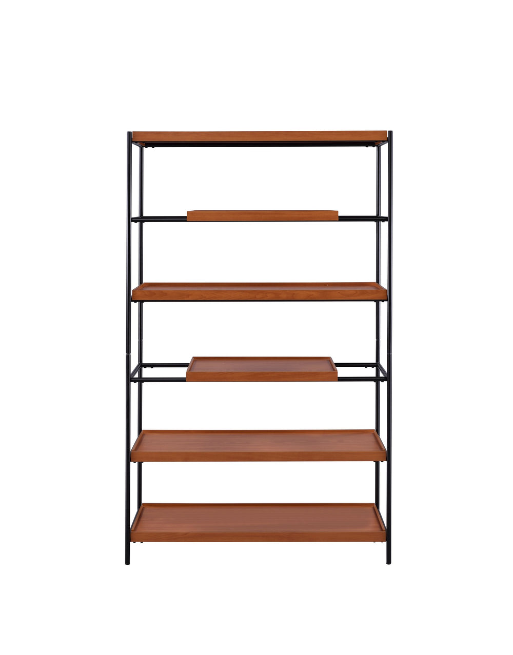 English Elm Honey 6-Shelf Bookshelf in Honey Oak and Black — 70" Tall Sturdy Metal Frame, Stylish Storage Display Solution B062P209197