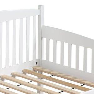 English Elm White Twin Daybed with Slatted Back, 13-Slat Support System, 12" Clearance, Pine Frame, Minimalist Elegance B062S00451