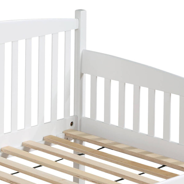 English Elm White Twin Daybed with Slatted Back, 13-Slat Support System, 12" Clearance, Pine Frame, Minimalist Elegance B062S00451