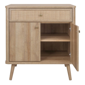 New Pacific Direct Thelma Small Rattan Cabinet With 1 Drawer & 2 Doors - Retro Nordic Design For Small Spaces Natural Oak  1340017-npd