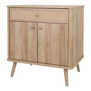 New Pacific Direct Thelma Small Rattan Cabinet With 1 Drawer & 2 Doors - Retro Nordic Design For Small Spaces Natural Oak  1340017-npd