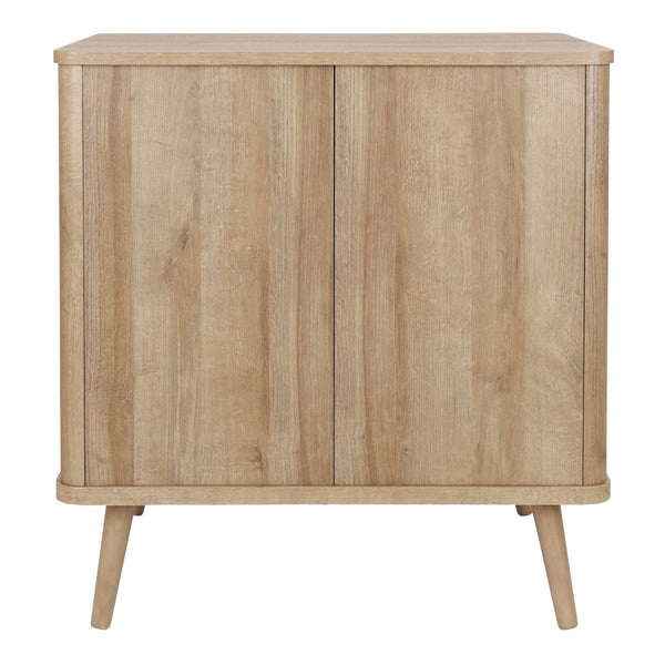 New Pacific Direct Thelma Small Rattan Cabinet With 1 Drawer & 2 Doors - Retro Nordic Design For Small Spaces Natural Oak  1340017-npd
