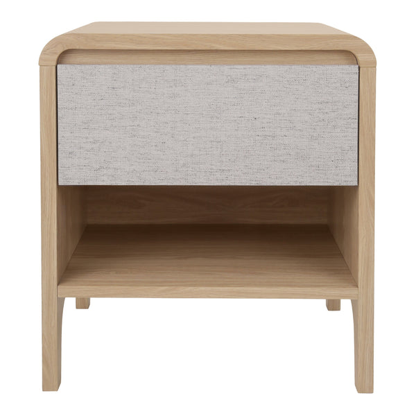 New Pacific Direct Delano Chic Side/End Table With Drawer - Japandi Aesthetic, Natural Tones, Easy Assembly, Euro Oak Euro Oak  1340022-npd