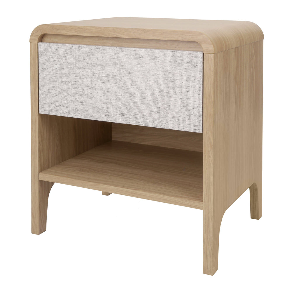 New Pacific Direct Delano Chic Side/End Table With Drawer - Japandi Aesthetic, Natural Tones, Easy Assembly, Euro Oak Euro Oak  1340022-npd