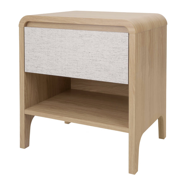 New Pacific Direct Delano Chic Side/End Table With Drawer - Japandi Aesthetic, Natural Tones, Easy Assembly, Euro Oak Euro Oak  1340022-npd