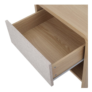 New Pacific Direct Delano Chic Side/End Table With Drawer - Japandi Aesthetic, Natural Tones, Easy Assembly, Euro Oak Euro Oak  1340022-npd