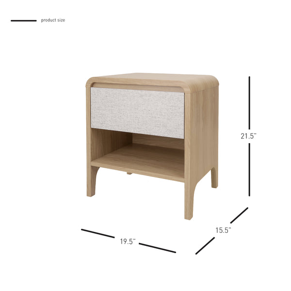 New Pacific Direct Delano Chic Side/End Table With Drawer - Japandi Aesthetic, Natural Tones, Easy Assembly, Euro Oak Euro Oak  1340022-npd