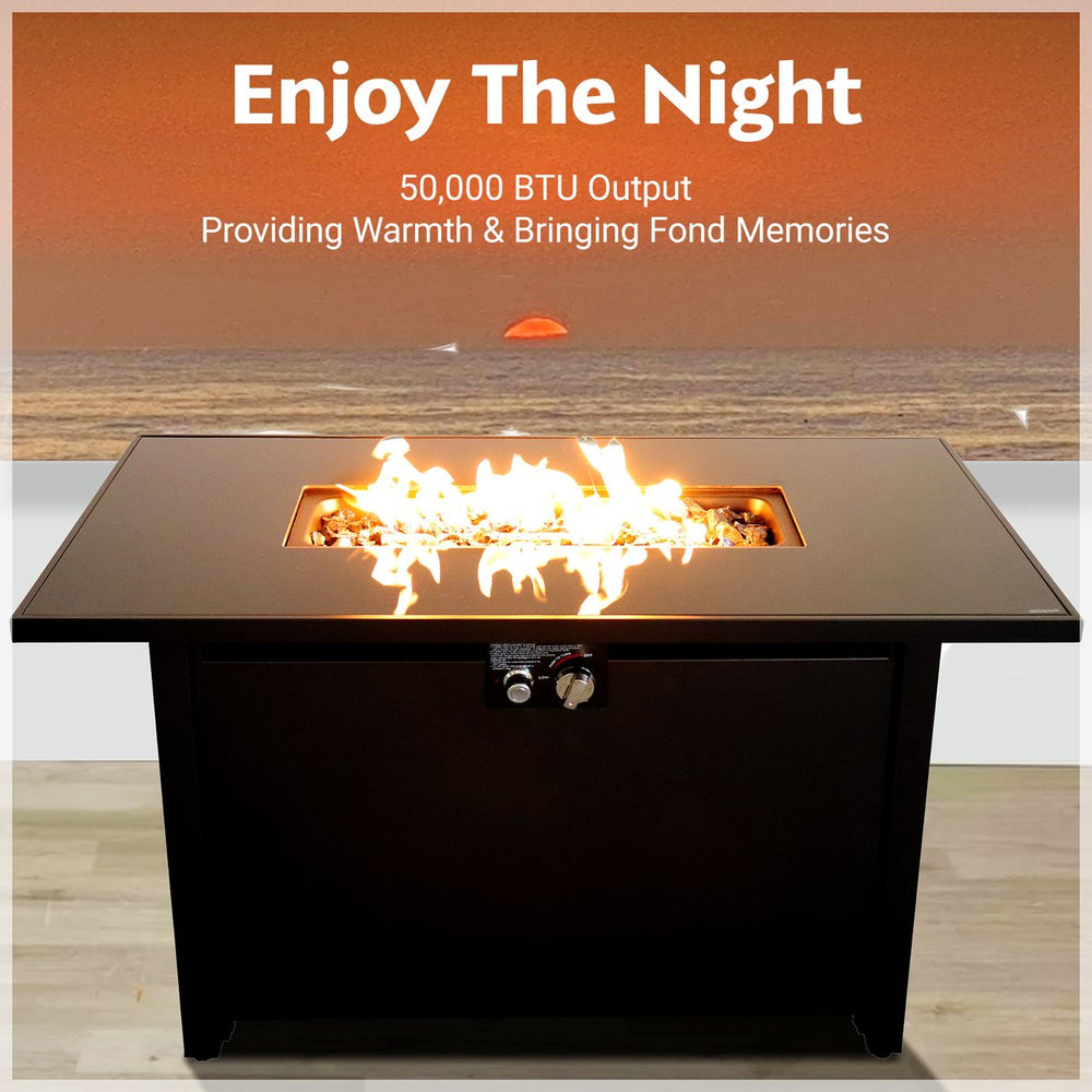 English Elm 25" Steel Outdoor Fire Pit Table with Lid — Durable Black 42" W Gathering Table for Patio Evenings B120P242624