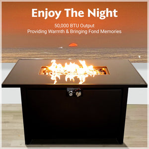 English Elm 25" Steel Outdoor Fire Pit Table with Lid — Durable Black 42" W Gathering Table for Patio Evenings B120P242624