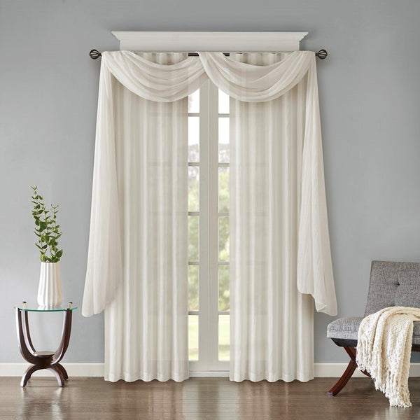 English Elm Solid Crushed Curtain Panel Pair - Elegant Sheer Window Treatments, Versatile Hanging Options, 2 Pcs B03598153-GIGA