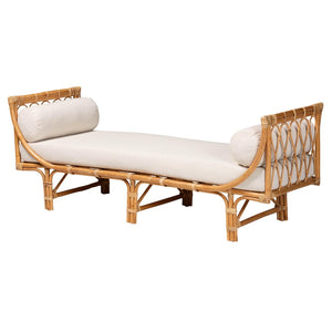 Baxton Studio bali Bali Macias Handcrafted Modern Bohemian Rattan Daybed with Cushions for Indoor & Outdoor Comfort DCWH10011-Light Honey Rattan-Charmilla Daybed