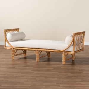 Baxton Studio bali Bali Macias Handcrafted Modern Bohemian Rattan Daybed with Cushions for Indoor & Outdoor Comfort DCWH10011-Light Honey Rattan-Charmilla Daybed