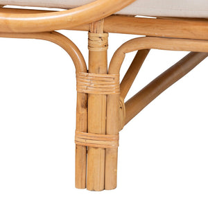 Baxton Studio bali Davida Handcrafted Modern Bohemian Rattan Daybed with Plush Cushion & Pillows for Relaxation DCWH10012-Light Honey Rattan-Aliki Daybed