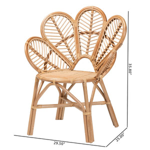 Baxton Studio bali Eliava Handcrafted Rattan Accent Chair - Modern Bohemian Style for Living Rooms & Patios Flower-Natural-AC