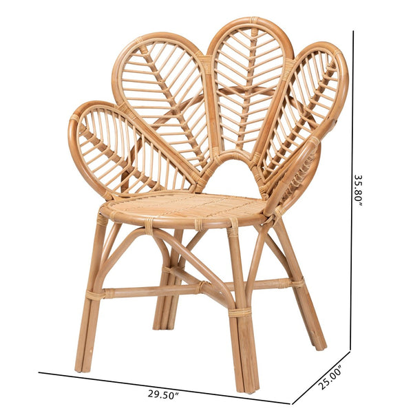Baxton Studio bali Eliava Handcrafted Rattan Accent Chair - Modern Bohemian Style for Living Rooms & Patios Flower-Natural-AC
