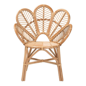 Baxton Studio bali Eliava Handcrafted Rattan Accent Chair - Modern Bohemian Style for Living Rooms & Patios Flower-Natural-AC