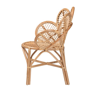 Baxton Studio bali Eliava Handcrafted Rattan Accent Chair - Modern Bohemian Style for Living Rooms & Patios Flower-Natural-AC