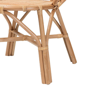 Baxton Studio bali Eliava Handcrafted Rattan Accent Chair - Modern Bohemian Style for Living Rooms & Patios Flower-Natural-AC