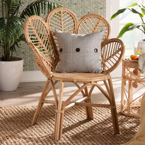 Baxton Studio bali Eliava Handcrafted Rattan Accent Chair - Modern Bohemian Style for Living Rooms & Patios Flower-Natural-AC