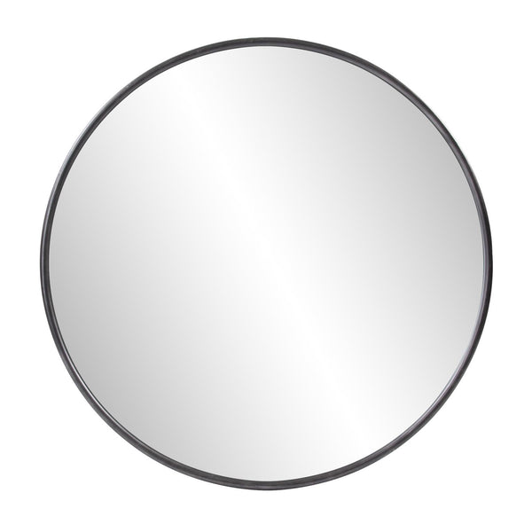 Howard Elliott Pure Round Mirror - Timeless Elegance With A Sleek Profiled Frame For Maximum Visibility In Any Space Black Glass ,Mdf 13407-howard-elliott