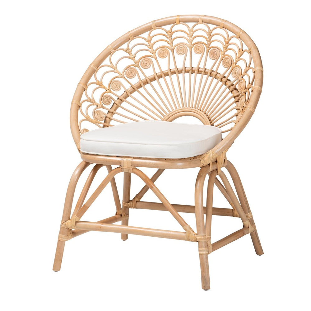 Baxton Studio bali Abriella Modern Bohemian Rattan Peacock Accent Chair - Handcrafted Comfort for Any Space Peacock-Natural-AC