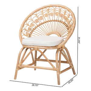 Baxton Studio bali Abriella Modern Bohemian Rattan Peacock Accent Chair - Handcrafted Comfort for Any Space Peacock-Natural-AC