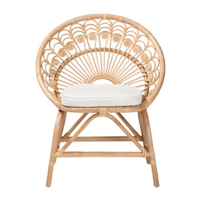 Baxton Studio bali Abriella Modern Bohemian Rattan Peacock Accent Chair - Handcrafted Comfort for Any Space Peacock-Natural-AC