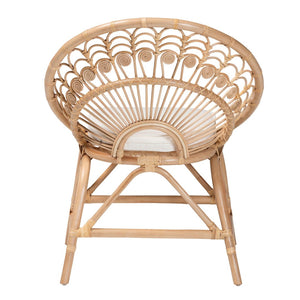 Baxton Studio bali Abriella Modern Bohemian Rattan Peacock Accent Chair - Handcrafted Comfort for Any Space Peacock-Natural-AC