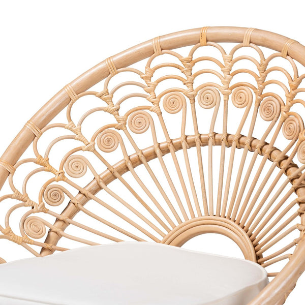 Baxton Studio bali Abriella Modern Bohemian Rattan Peacock Accent Chair - Handcrafted Comfort for Any Space Peacock-Natural-AC