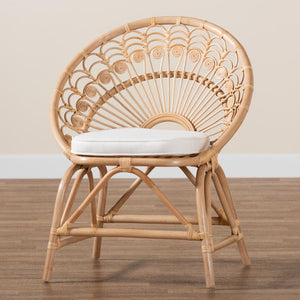Baxton Studio bali Abriella Modern Bohemian Rattan Peacock Accent Chair - Handcrafted Comfort for Any Space Peacock-Natural-AC