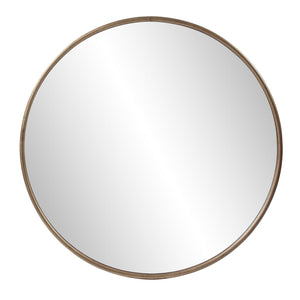 Howard Elliott Pure Round Mirror - Timeless Elegance With A Sleek Profiled Frame For Maximum Visibility In Any Space Gold Glass ,Mdf 13408-howard-elliott