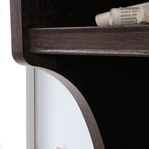 English Elm Hutch, Coastal-Inspired Brown Finish With Glass Doors & Adjustable Shelves For Elegant Storage B356P367818