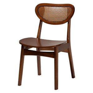 Baxton Studio Baxton Studio Giuliana 7-Piece Mid-Century Dining Set with Walnut Finish & Woven Rattan Chairs RH253C-Walnut Rattan-Round-7PC Dining Set