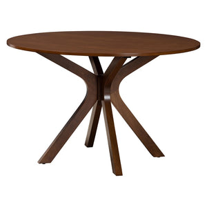 Baxton Studio Baxton Studio Giuliana 7-Piece Mid-Century Dining Set with Walnut Finish & Woven Rattan Chairs RH253C-Walnut Rattan-Round-7PC Dining Set