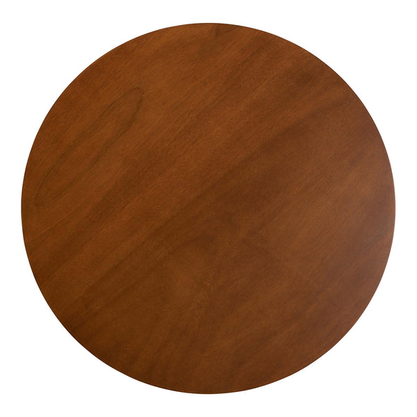Baxton Studio Baxton Kenna 5-Piece Dining Set — Mid-Century Round Table & Woven-Back Chairs, Warm Wood Finish Kenna-Walnut Rattan-Round-5PC Dining Set