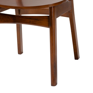 Baxton Studio Baxton Kristy 5-Piece Dining Set With Woven Rattan Backs, Mid-Century Solid Wood Table & Chairs Kristy-Walnut Rattan-Rectangle-5PC Dining Set