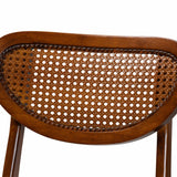 Baxton Studio Hesper Mid-Century Modern Walnut Brown Finished Wood and Rattan 2-Piece Dining Chair Set