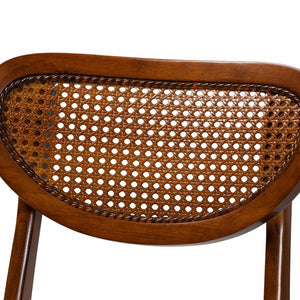 Baxton Studio Baxton Studio Jeriah Mid-Century Modern Dining Set with Walnut Brown Finish and Woven Rattan Accents 5-Piece RH253C-Walnut Rattan-Rectangle-5PC Dining Set