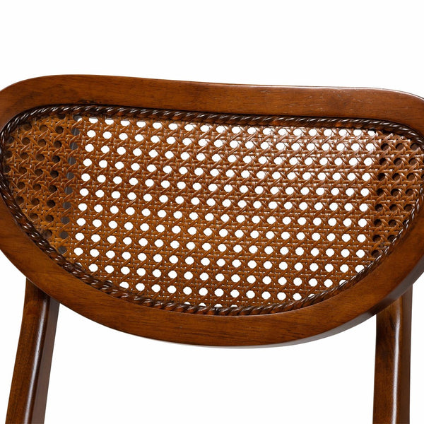 Baxton Studio Baxton Studio Jeriah Mid-Century Modern Dining Set with Walnut Brown Finish and Woven Rattan Accents 5-Piece RH253C-Walnut Rattan-Rectangle-5PC Dining Set